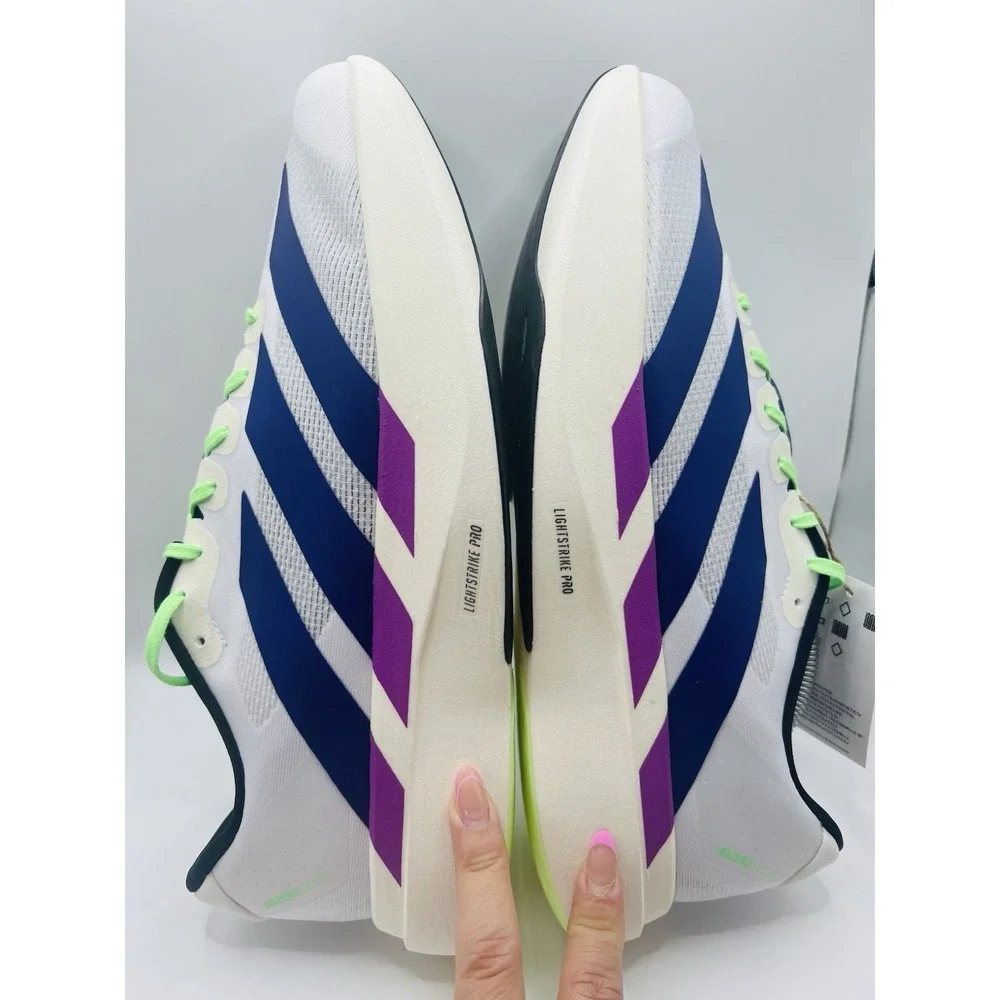 Adidas Adizero EVO SL White Purple Lime Sneakers JS4495 Mens Running Shoes US 13